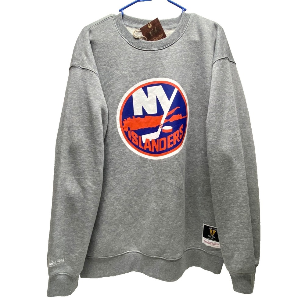 New York Islanders NHL Sweatshirt Large Grey Vintage NY Logo Hockey M & N NWT